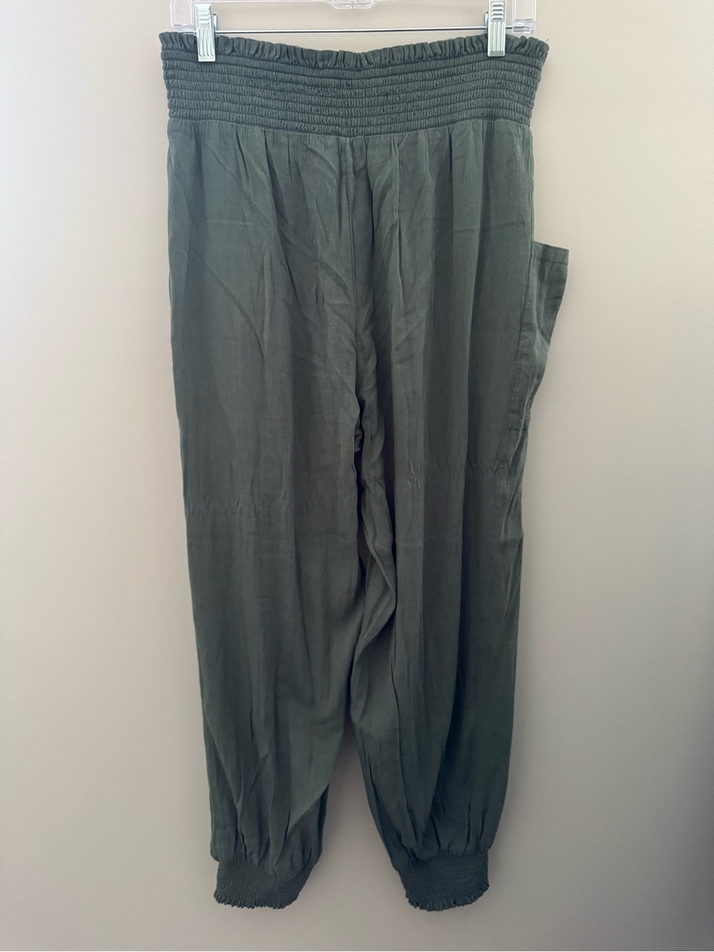 aerie Olive Green Smocked-Waist Jogger Pants - Picture 4 of 4